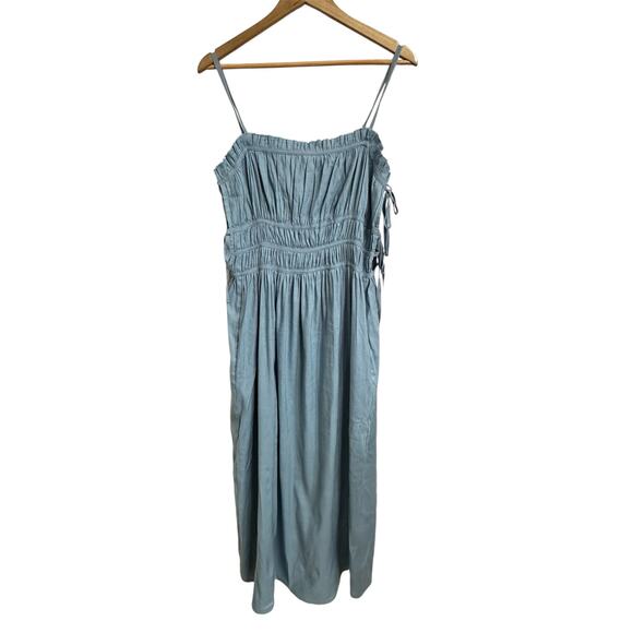 Cult Gaia Lola‎ Smocked Linen-Blend Midi Dress size Large $358 - Picture 2 of 7